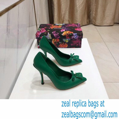 Dolce  &  Gabbana Thin Heel 10.5cm Leather Sicily Pumps Green 2021